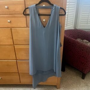 BCBGMaxAzria blue grey dress XS sleeveless high low